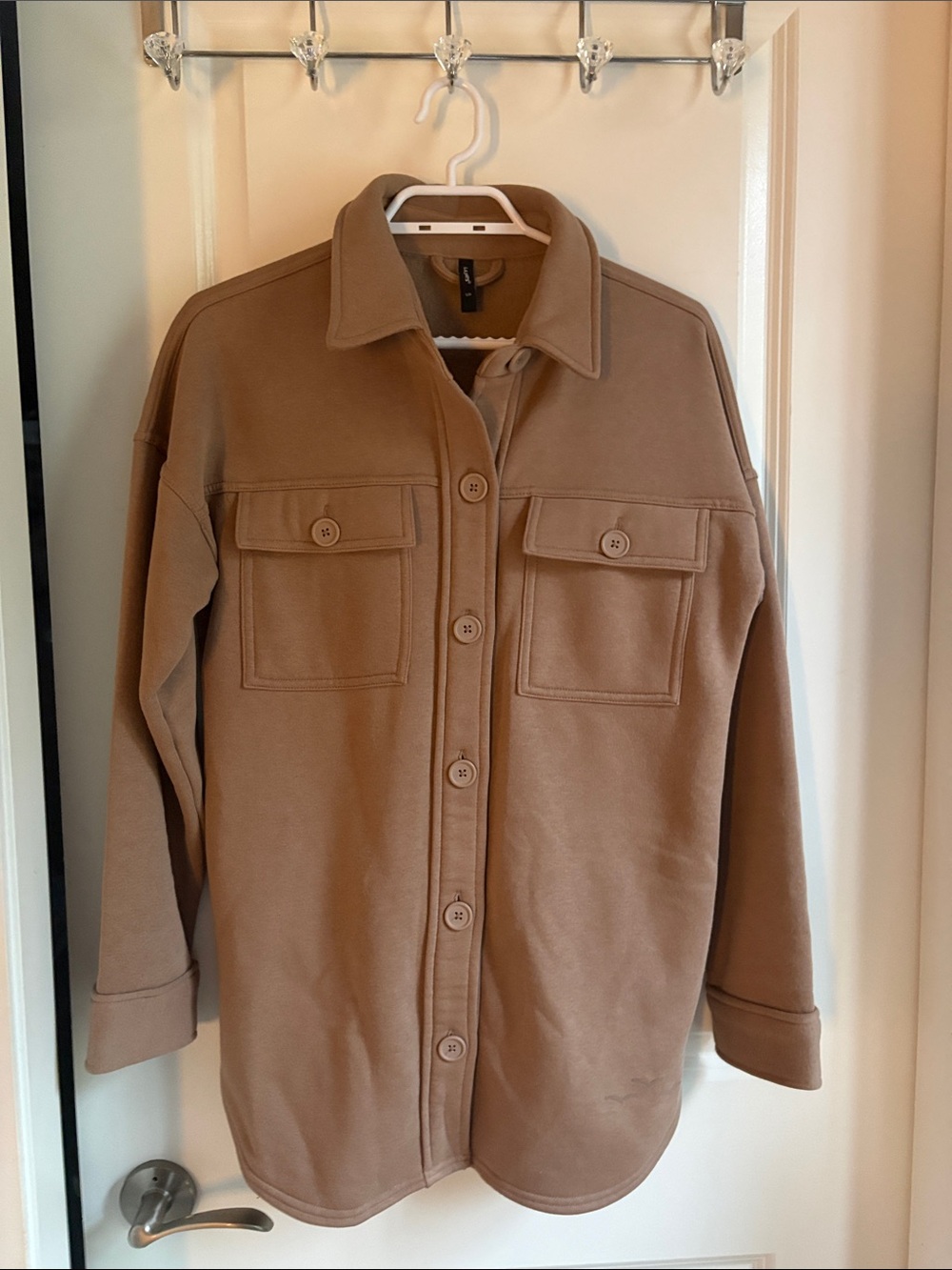 Women’s Casual Button-Front Shacket in Camel